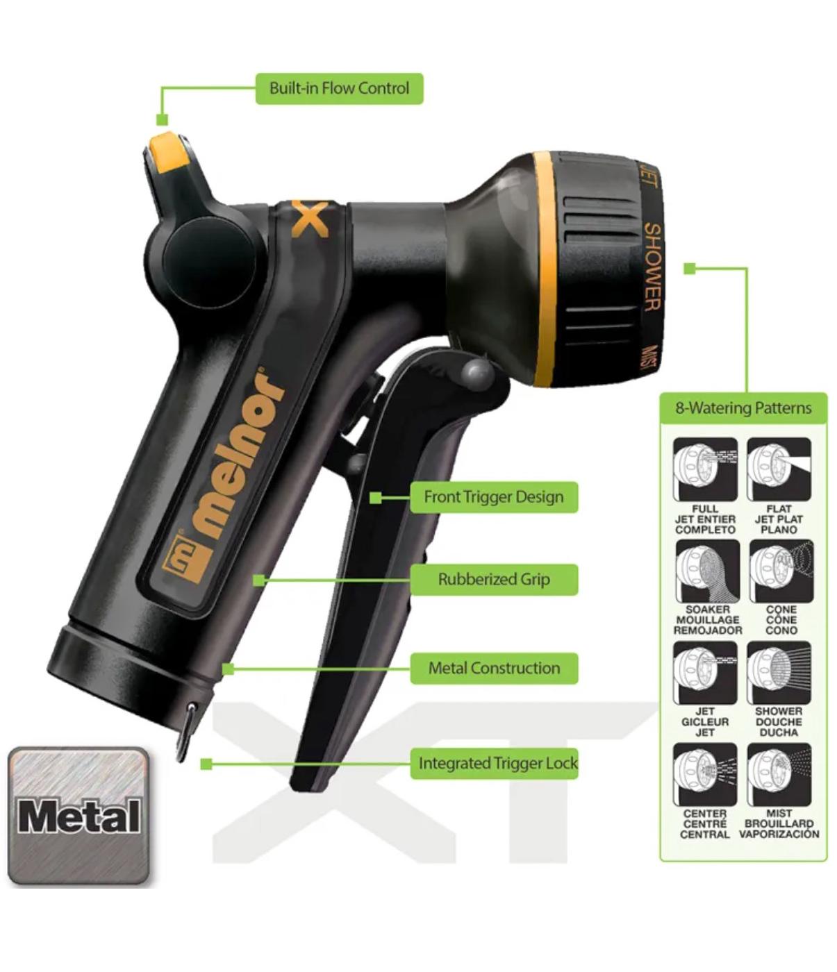 Melnor Front Trigger 8-Pattern Metal Water Nozzle; image 2 of 3