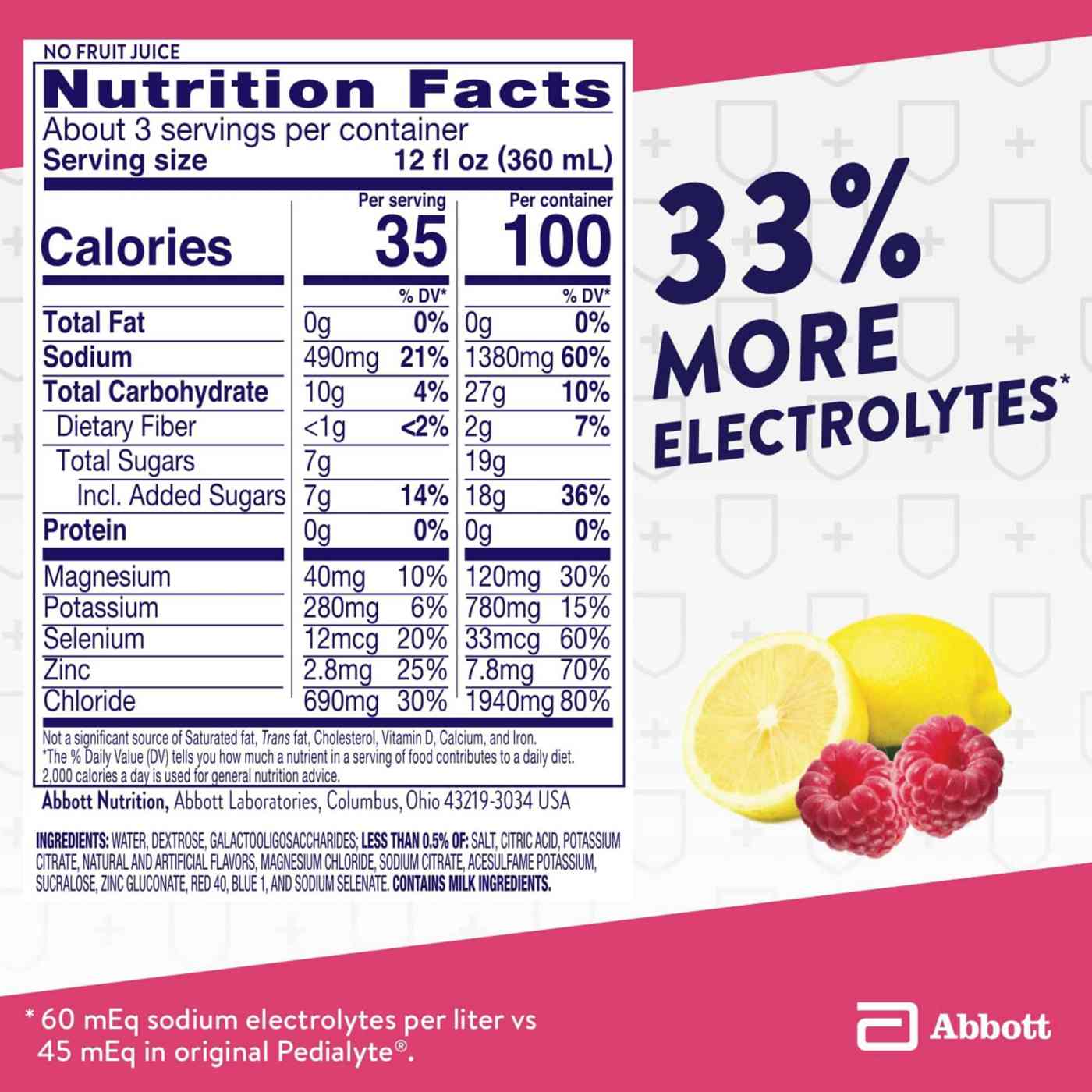 Pedialyte with Immune Support Electrolyte Solution - Raspberry Lemonade; image 8 of 10