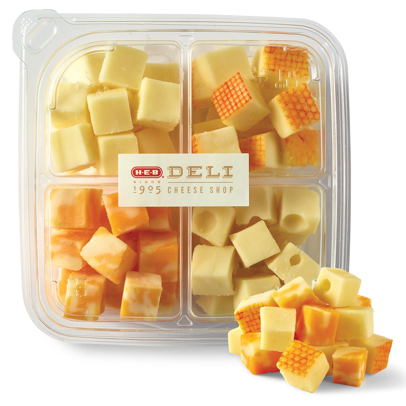 H-E-B Deli Cheese Cubes – Colby Jack, Muenster, Swiss & White Cheddar, Avg. 0.75 lb