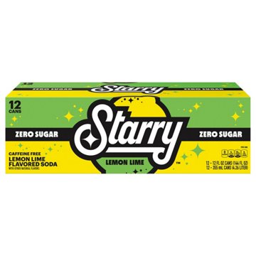 Starry Zero Sugar Lemon Lime Soda Soft Drink 12 pk Cans