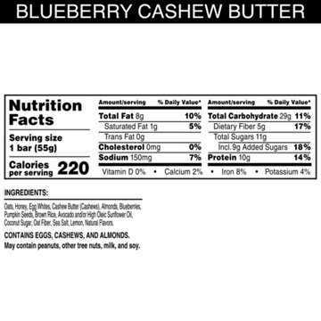 RXBAR 10g Protein Bars - Nut Butter and Oat Blueberry Cashew Butter 