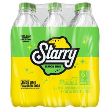 Starry Lemon Lime Flavored Soda 6 pk Bottles