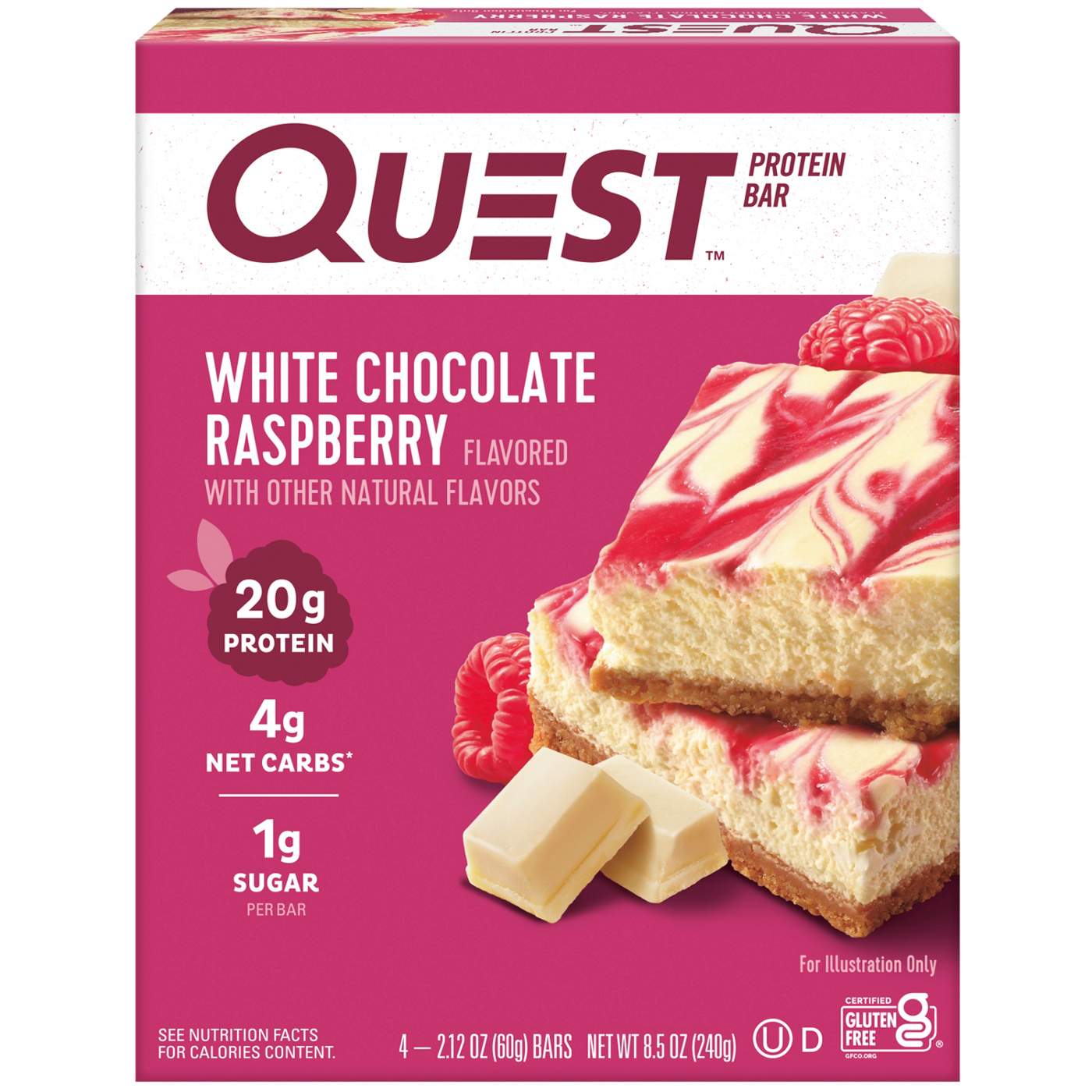 Quest 20g Protein Bars - White Chocolate Raspberry; image 1 of 3