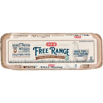 H-E-B Free Range Omega-3 Grade A Large Brown Eggs, 12 ct