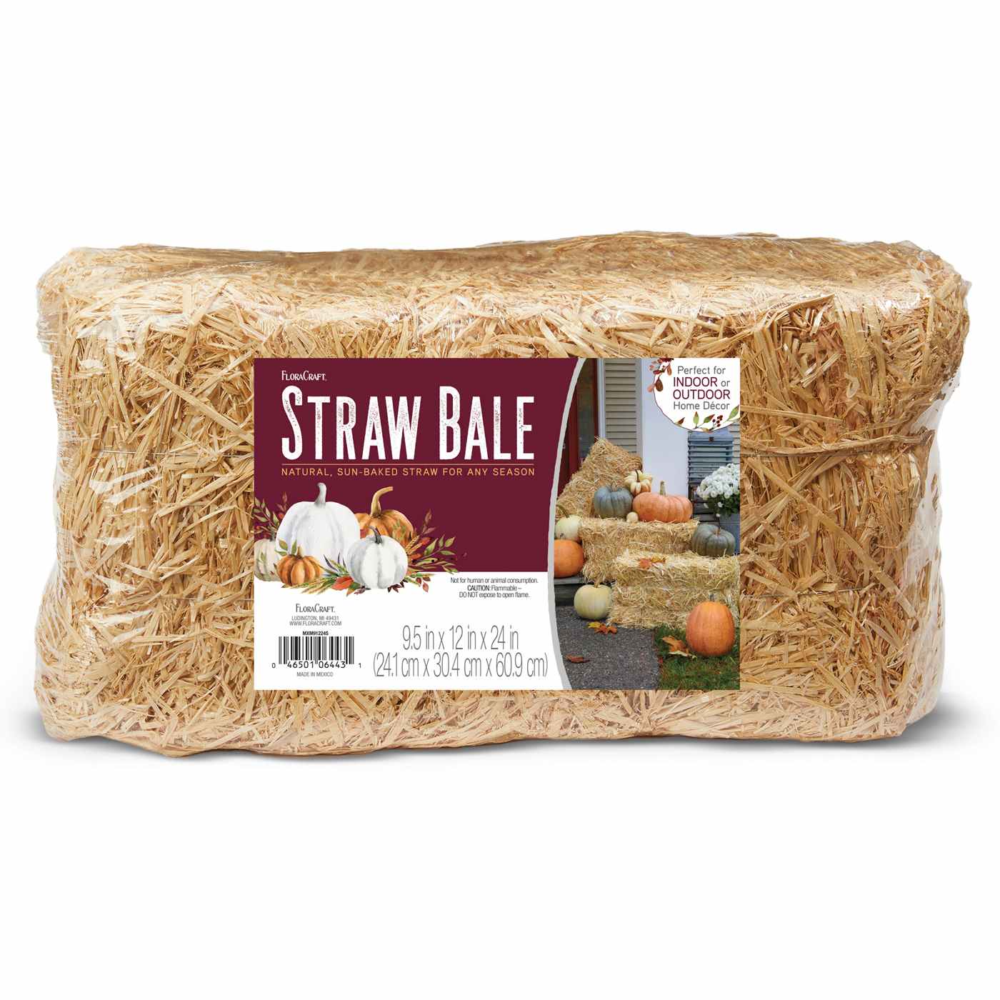 FloraCraft 2.5 x 5 Decorative Straw Bale 2ct