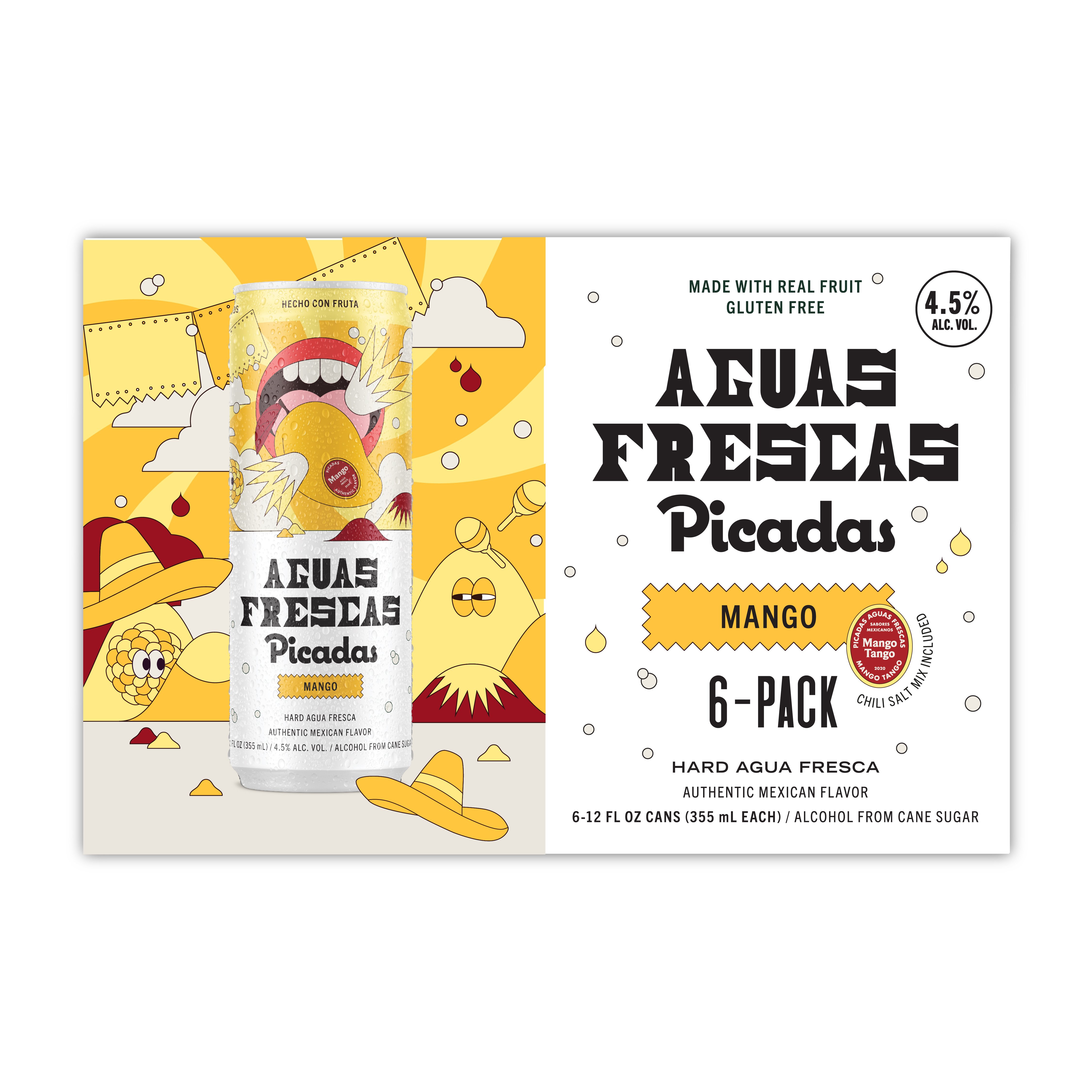 Picadas Hard Aguas Frescas 6 pk Cans - Mango - Shop Malt beverages