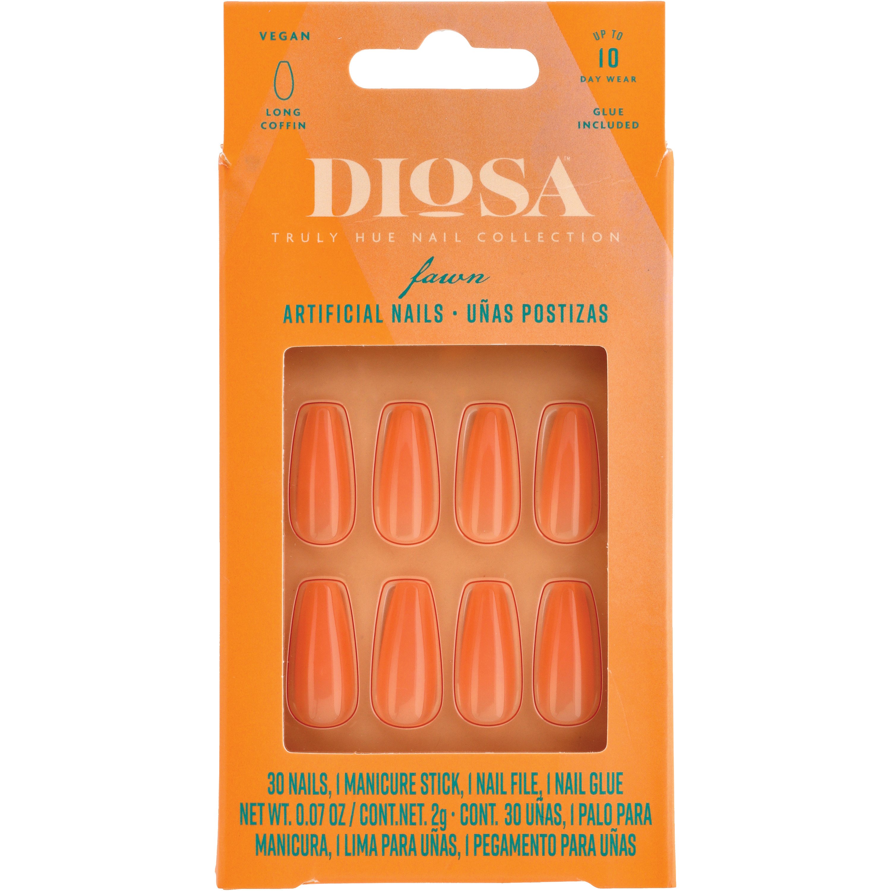 Diosa Long Coffin Artificial Nails Truly Hue Fawn Shop Nail sets at