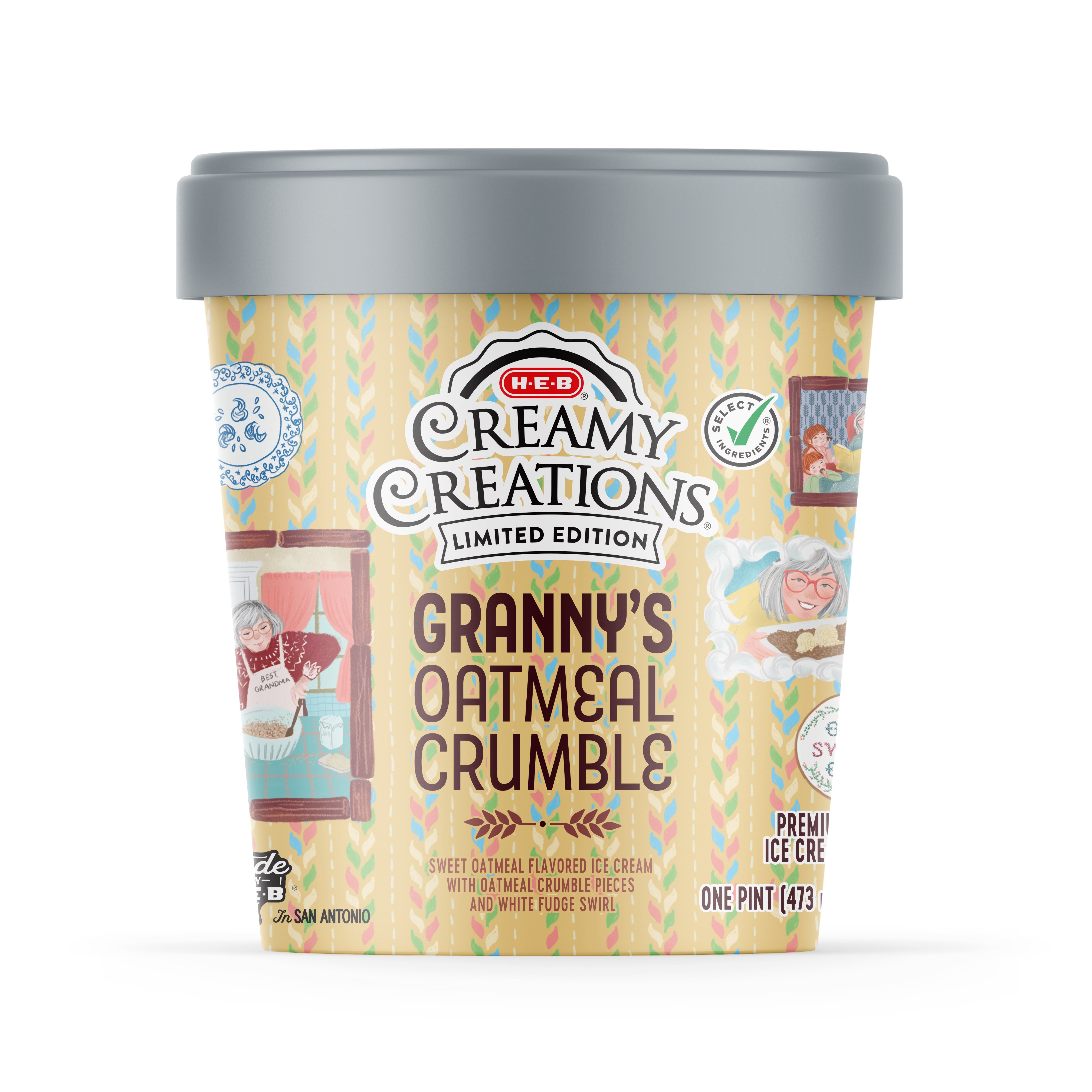 H-E-B Creamy Creations Granny’s Oatmeal Crumble Ice Cream - Shop Ice 