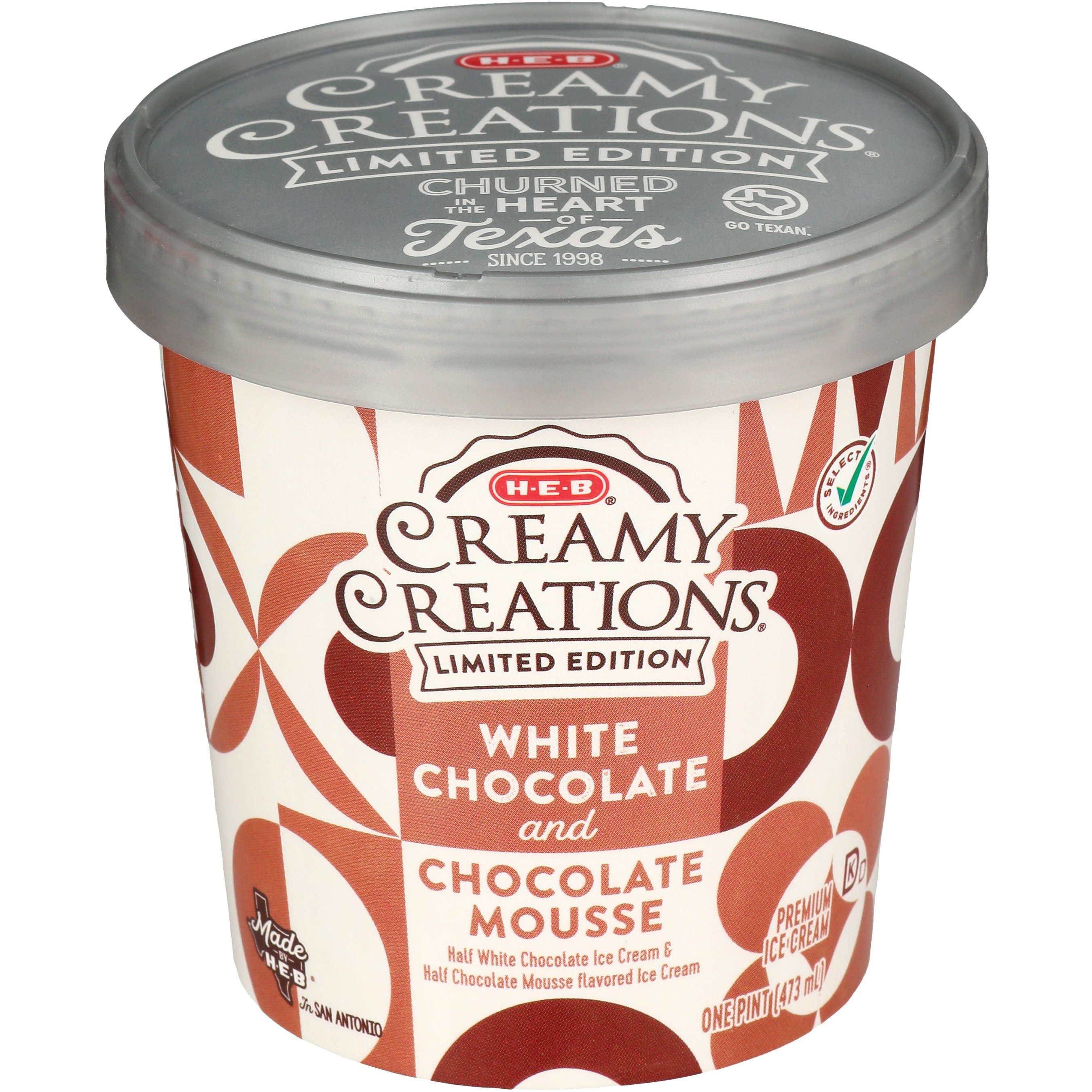 H-E-B Creamy Creations White Chocolate & Chocolate Mousse Ice Cream ...