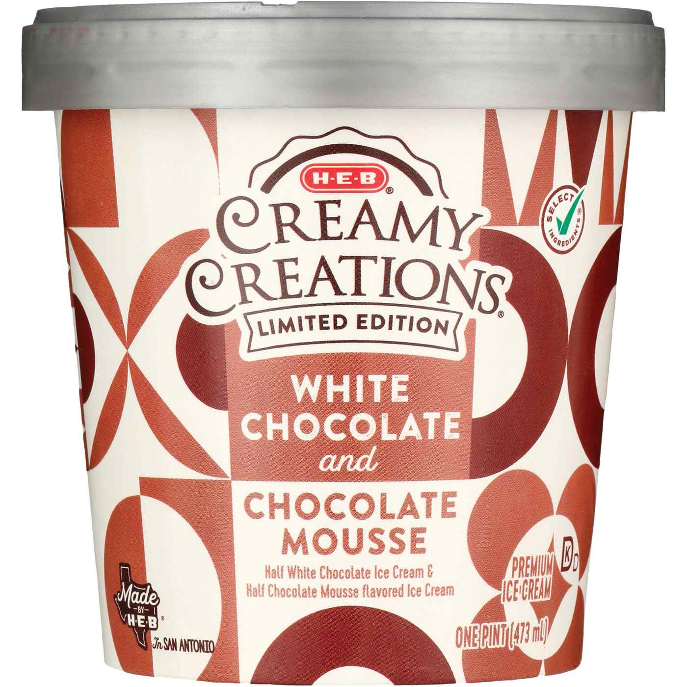 H-E-B Creamy Creations White Chocolate & Chocolate Mousse Ice Cream; image 2 of 2