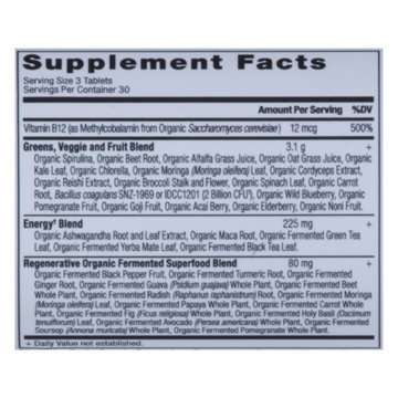 Ancient Nutrition Organic Super Greens Energizer Tablets