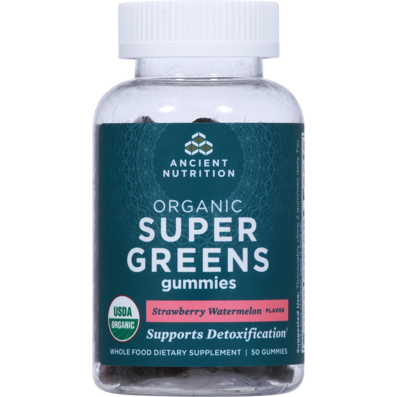 Ancient Nutrition Organic Super Greens Gummies - Strawberry Watermelon, 50 ct