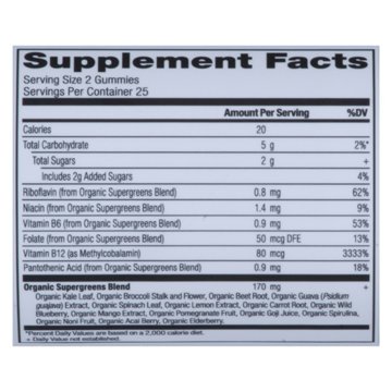 Ancient Nutrition Organic Super Greens Gummies - Strawberry Watermelon