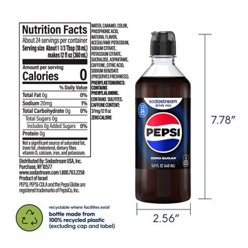 SodaStream Pepsi Zero Sugar Drink Mix, 14.9 oz