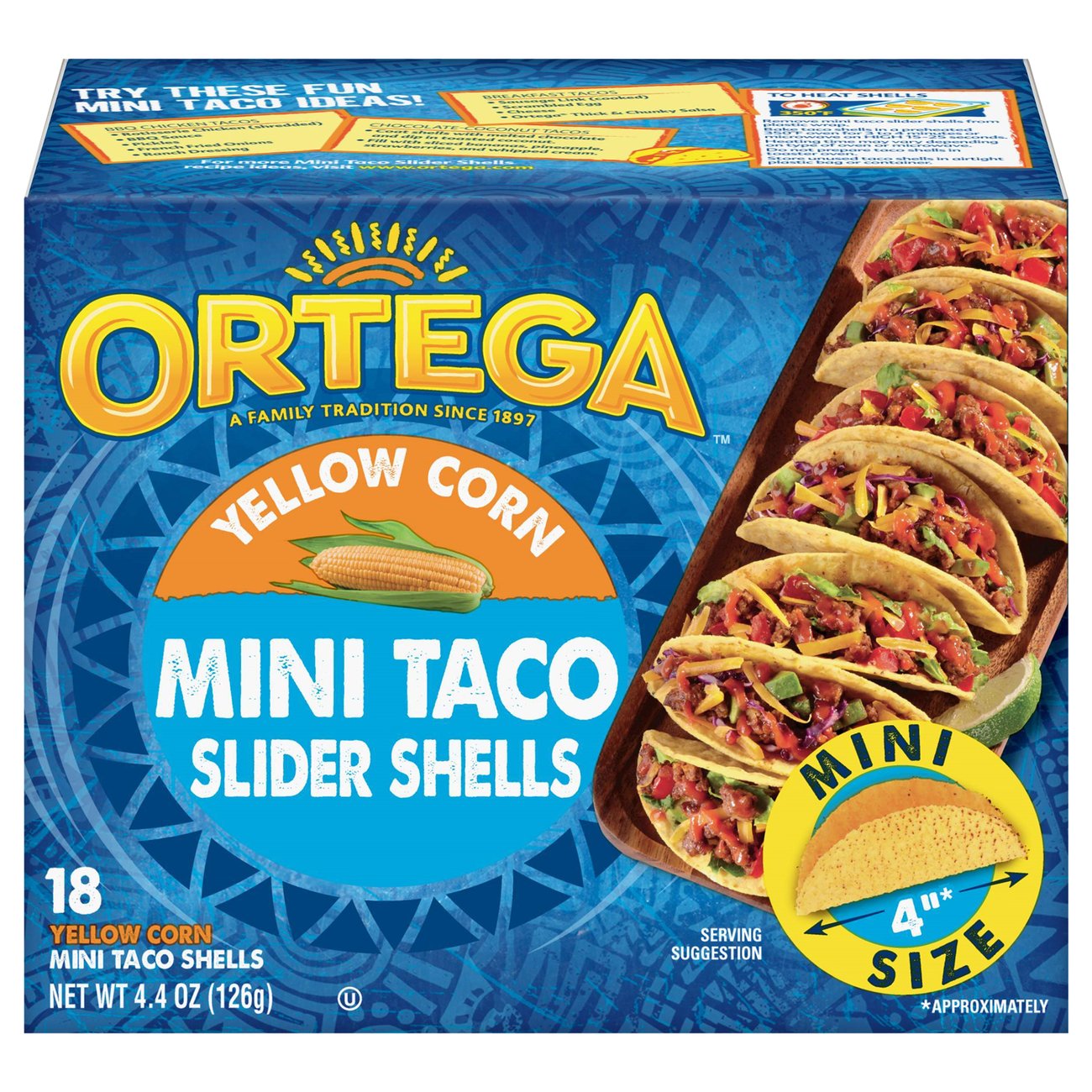 Ortega Yellow Corn Mini Taco Slider Shells Shop Tortillas at HEB
