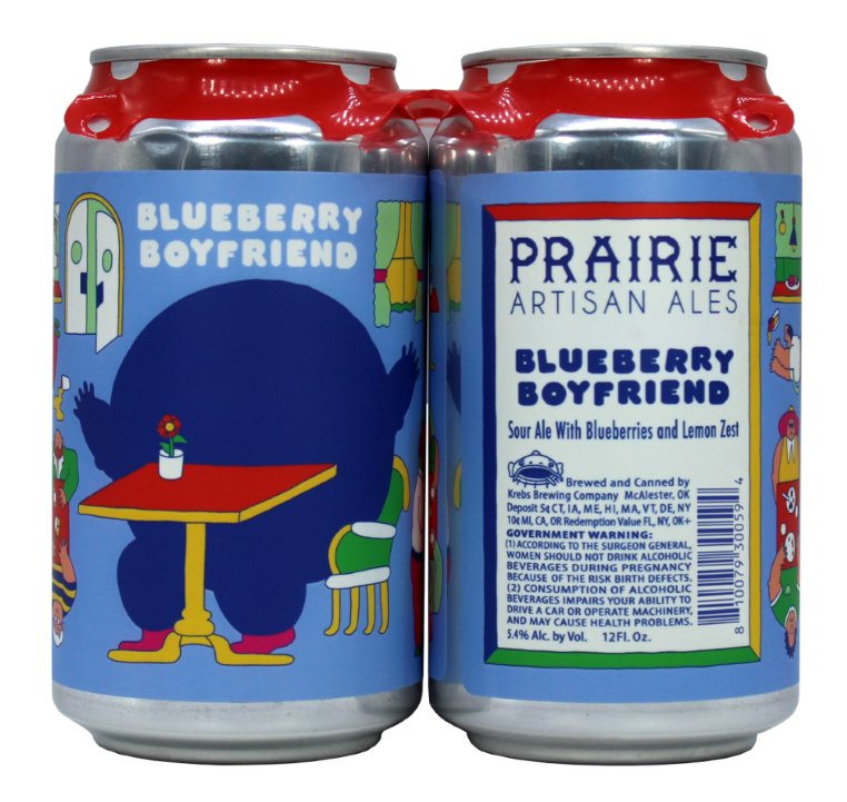 Prairie Artisan Ales Blueberry Boyfriend Sour Ale Craft Beer 4 pk Cans, 12 oz