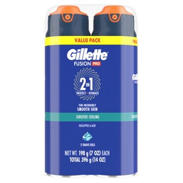 Gillette FusionPro Sensitive Cooling Shaving Gel for Men, with Eucalyptus & Aloe Vera, 2 Pack, 14 oz