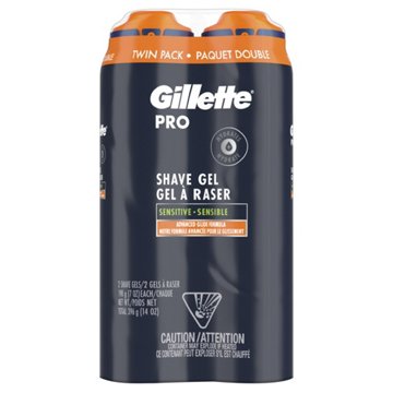 Gillette PRO Shaving Gel for Men Twin Pack, 14 oz
