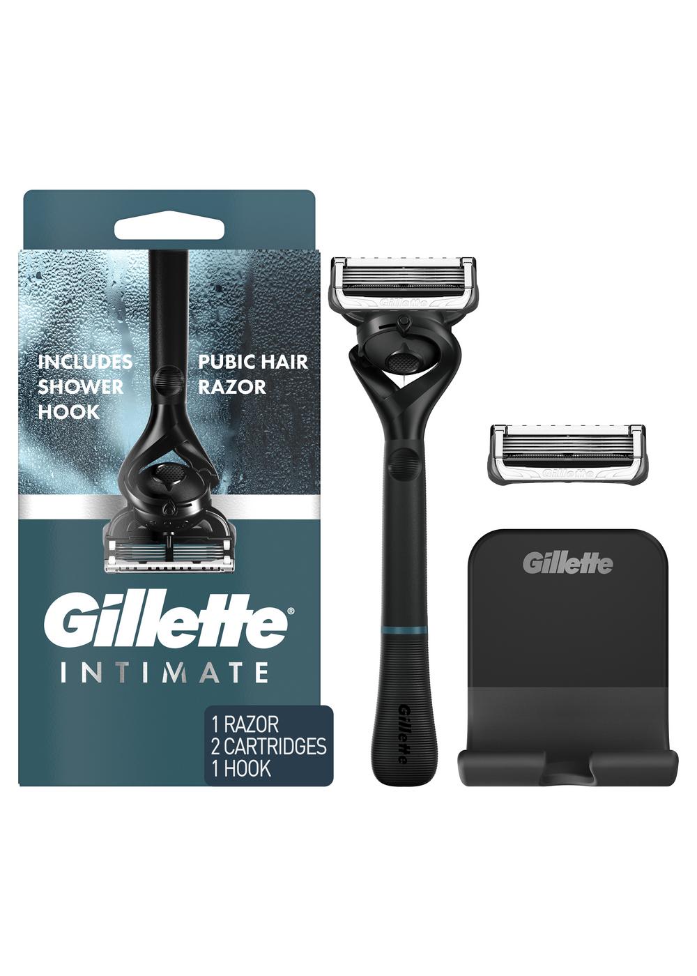 Gillette Intimate Pubic Hair Razor for Men, 1 Razor Handle, 2 Razor Blade Refills; image 2 of 9