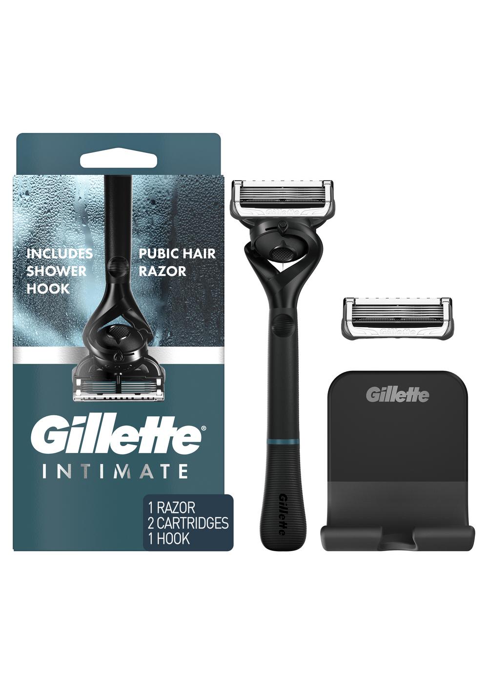 Gillette Intimate Pubic Hair Razor for Men, 1 Razor Handle, 2 Razor