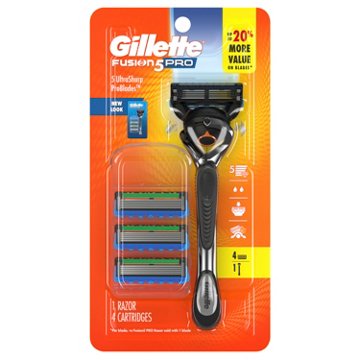 Gillette Fusion5 ProGlide Shaving Razor + 4 Blade Refills for Men