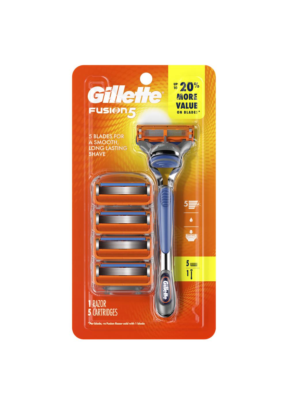 Gillette Fusion5 Men's Razor Handle + 5 Blade Refills - Shop Razors &  Blades at H-E-B