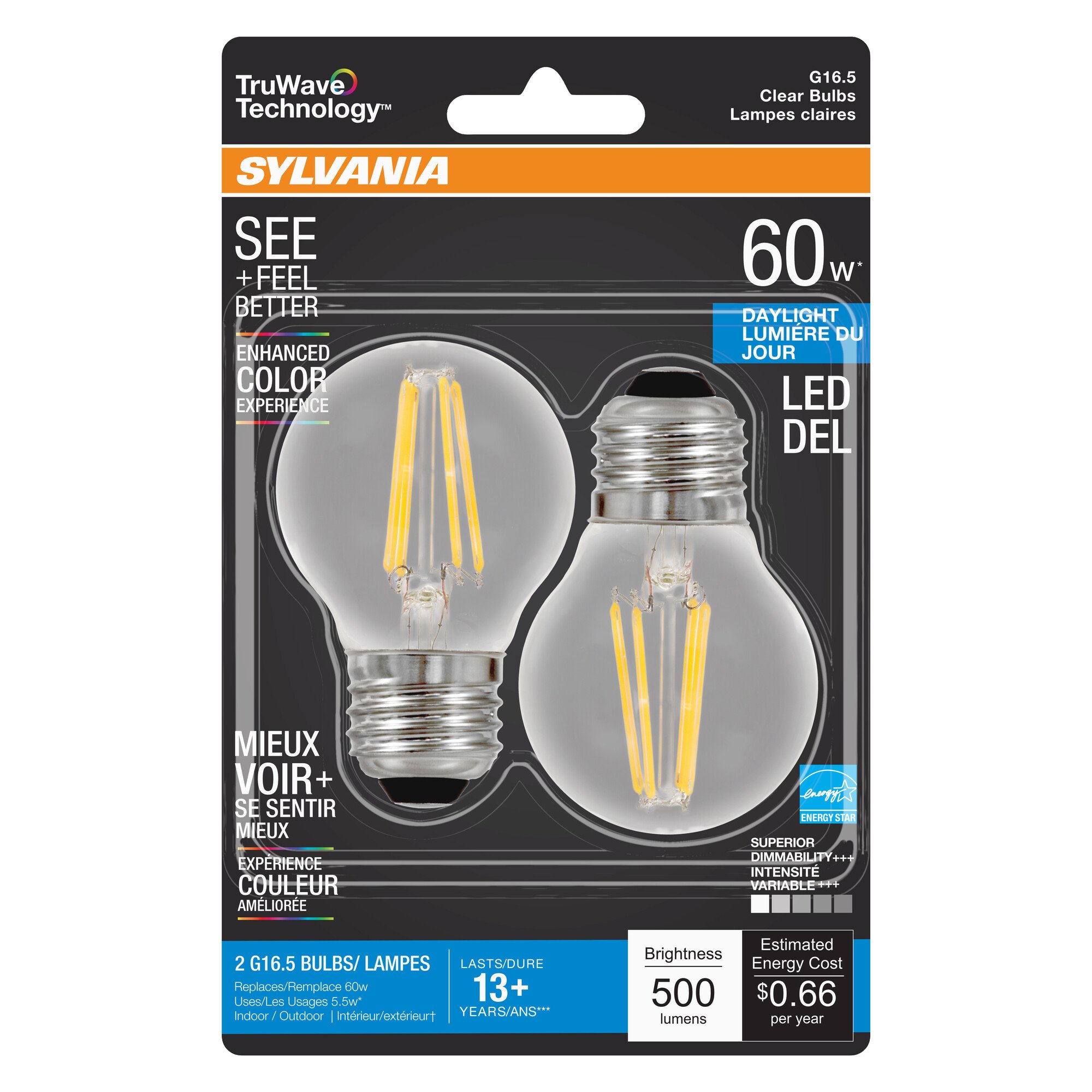 Sylvania TruWave G16.5 60-Watt Clear LED Light Bulbs - Daylight - Shop ...