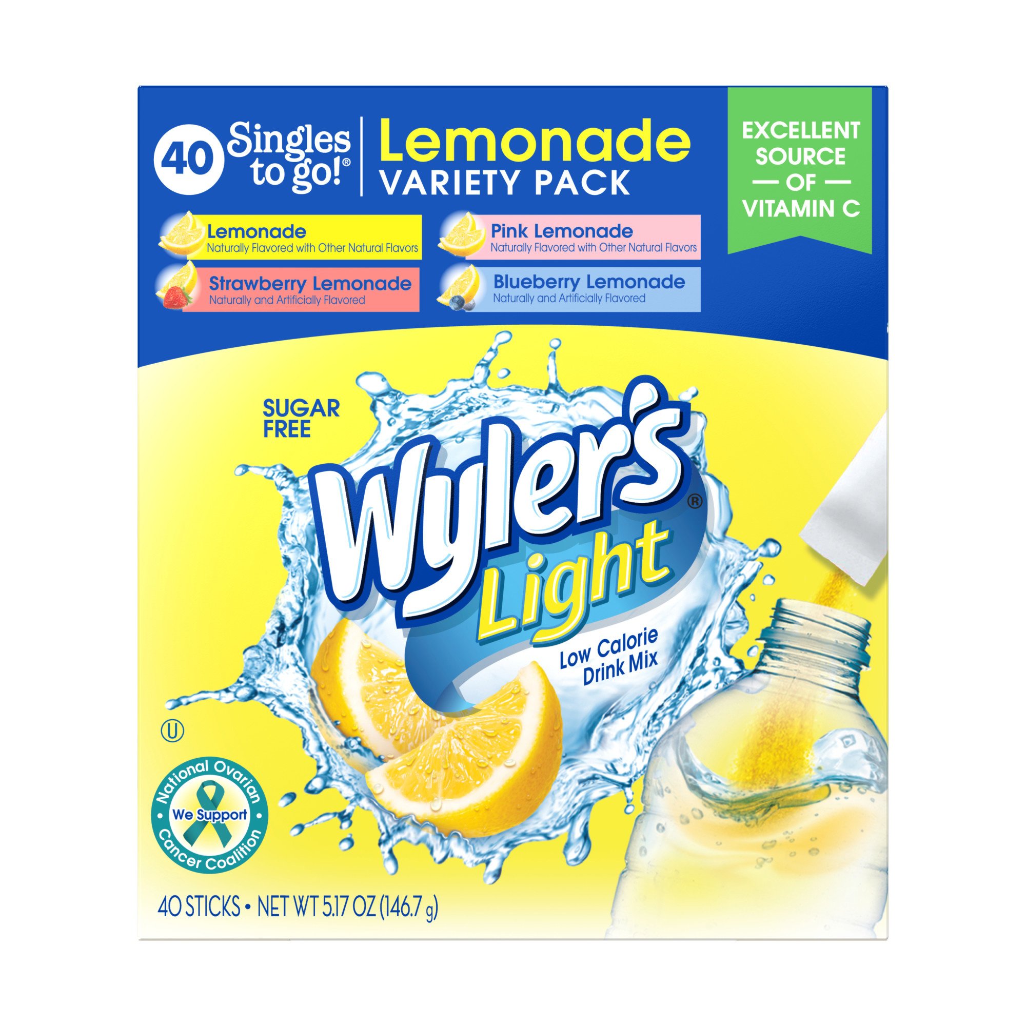 Wyler's Light Singles to Go! Drink Sticks - Lemonade Variety Pack, 40 ct