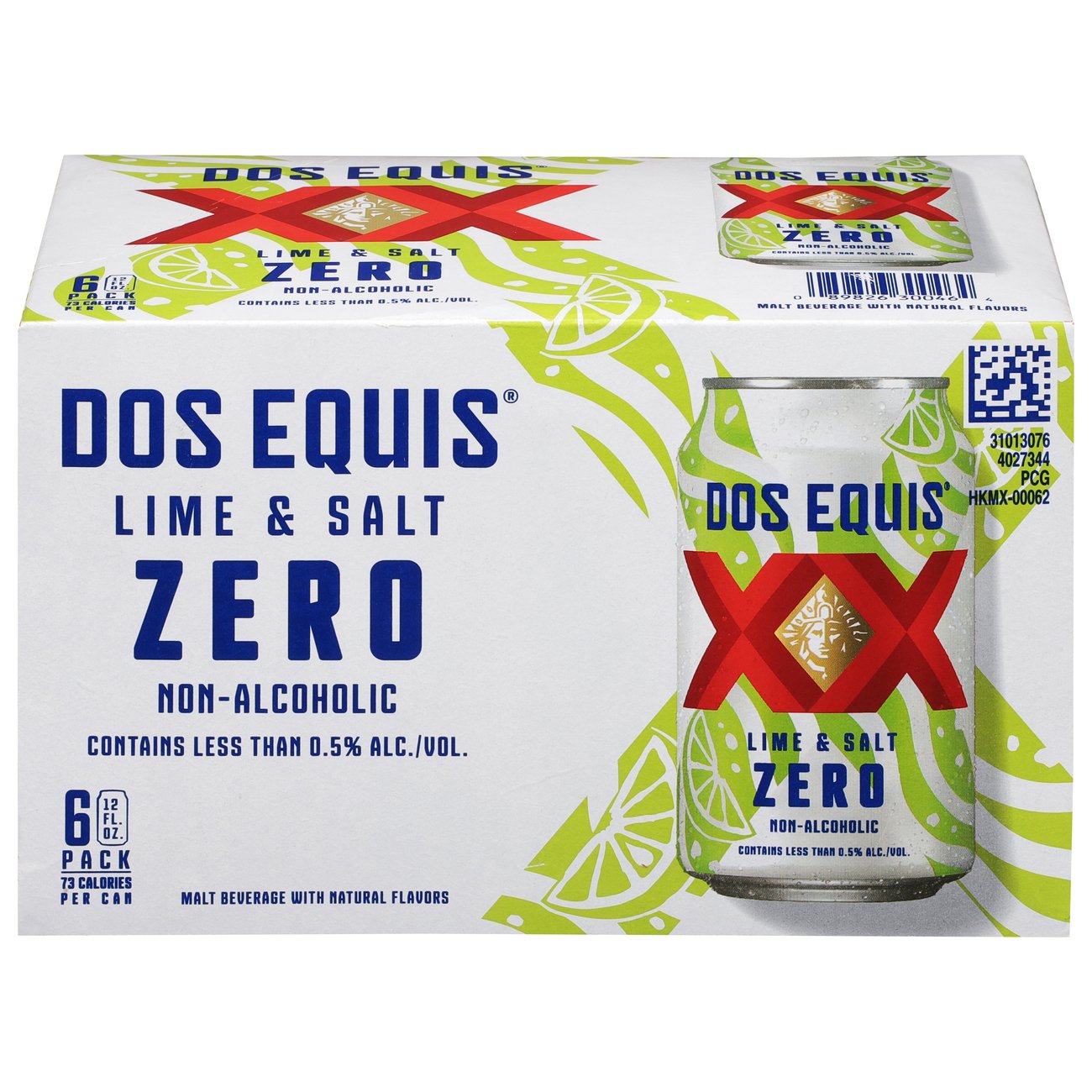 Dos Equis Non Alcoholic Zero Lime & Salt Beer 6 pk Cans, 12 oz
