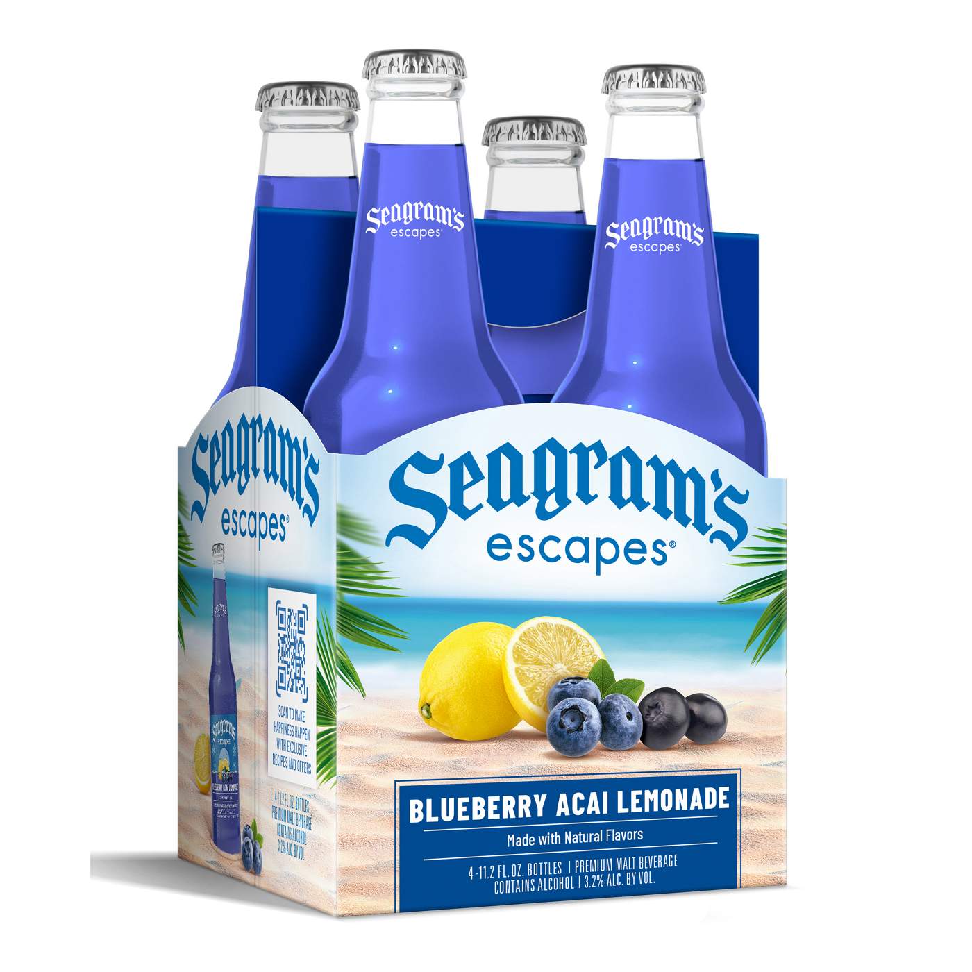 Seagram's Escapes Blueberry Acai Lemonade 4 pk Bottles; image 2 of 2