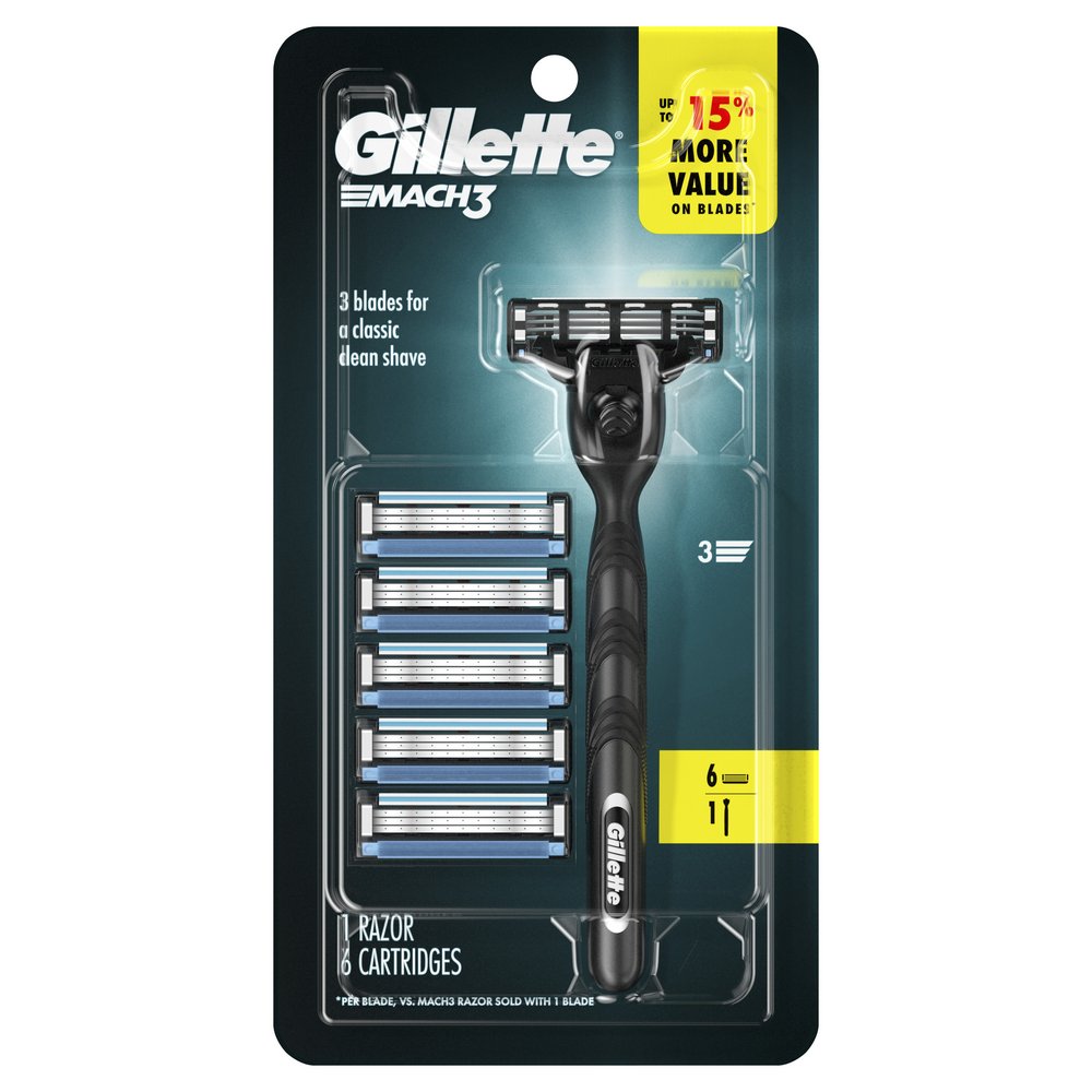 Gillette Mach3 Razor for Men, 1 Razor Handle + 6 Blade Refills - Shop ...