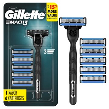 Gillette Mach3 Shaving Razor + 6 Blade Refills for Men