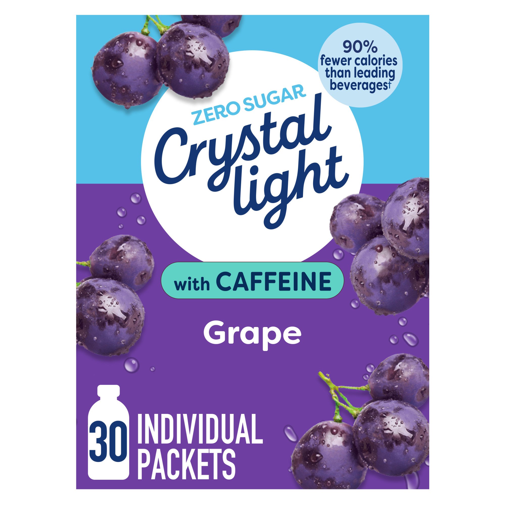 Crystal Light with Caffeine On the Go Drink Mix - Grape, 30 ct
