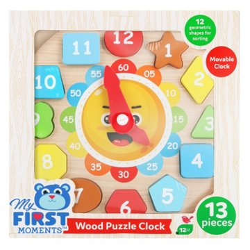 My First Moments Wood Puzzle Clock, 13 pc