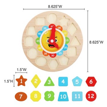 My First Moments Wood Puzzle Clock, 13 pc