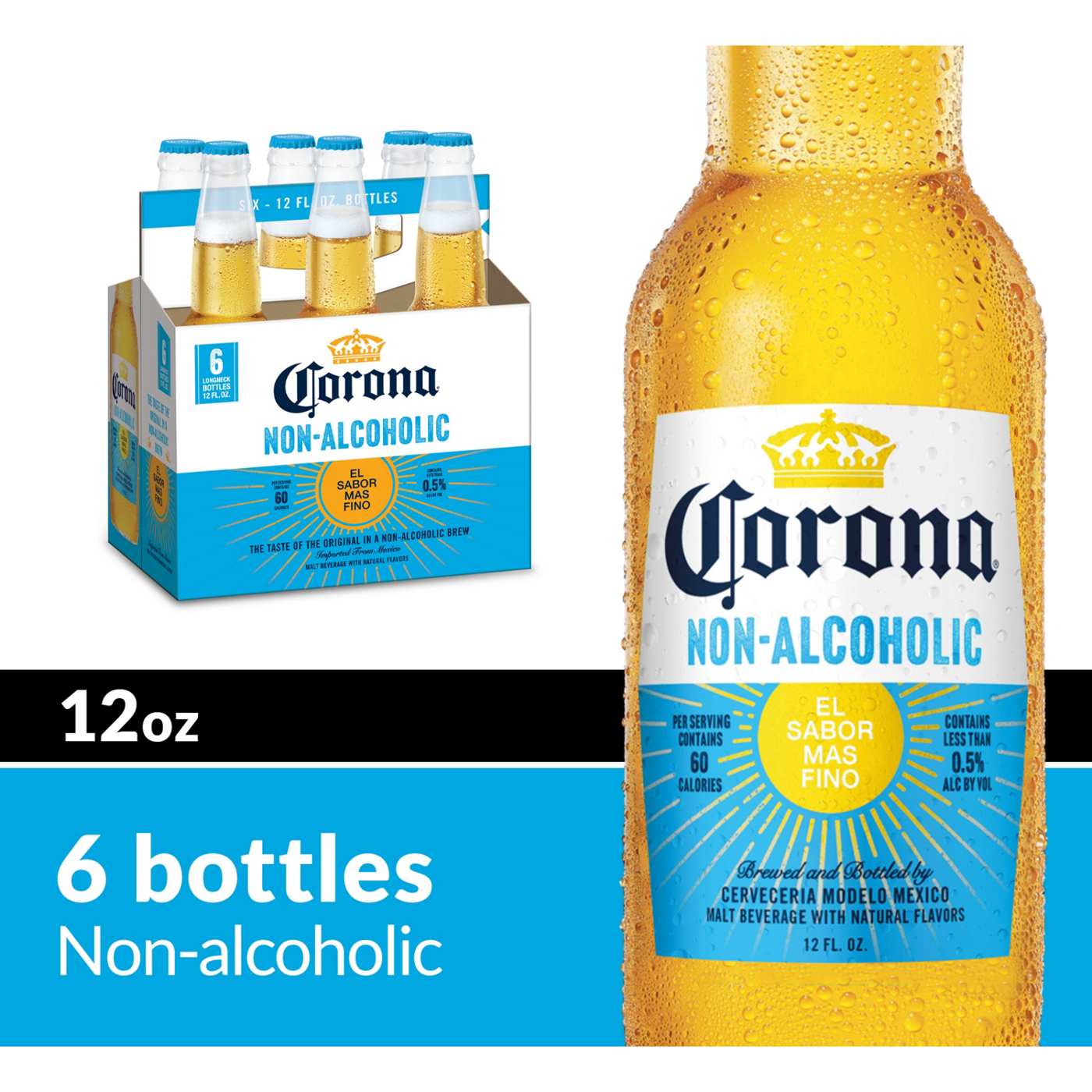 Corona Non-Alcoholic Malt Beverage Mexican Import Brew 12 oz Bottles, 6 pk; image 4 of 11
