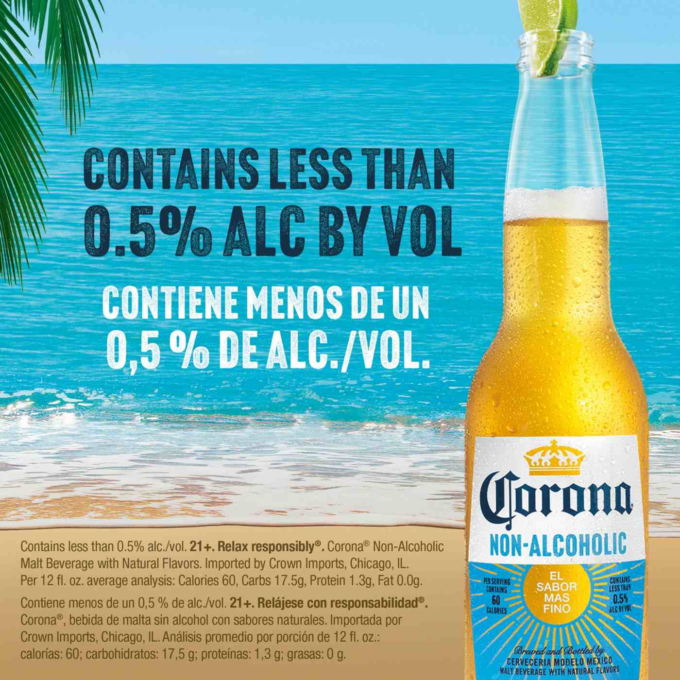 Corona Non-Alcoholic Malt Beverage Mexican Import Brew 12 oz Bottles, 6 pk; image 8 of 11