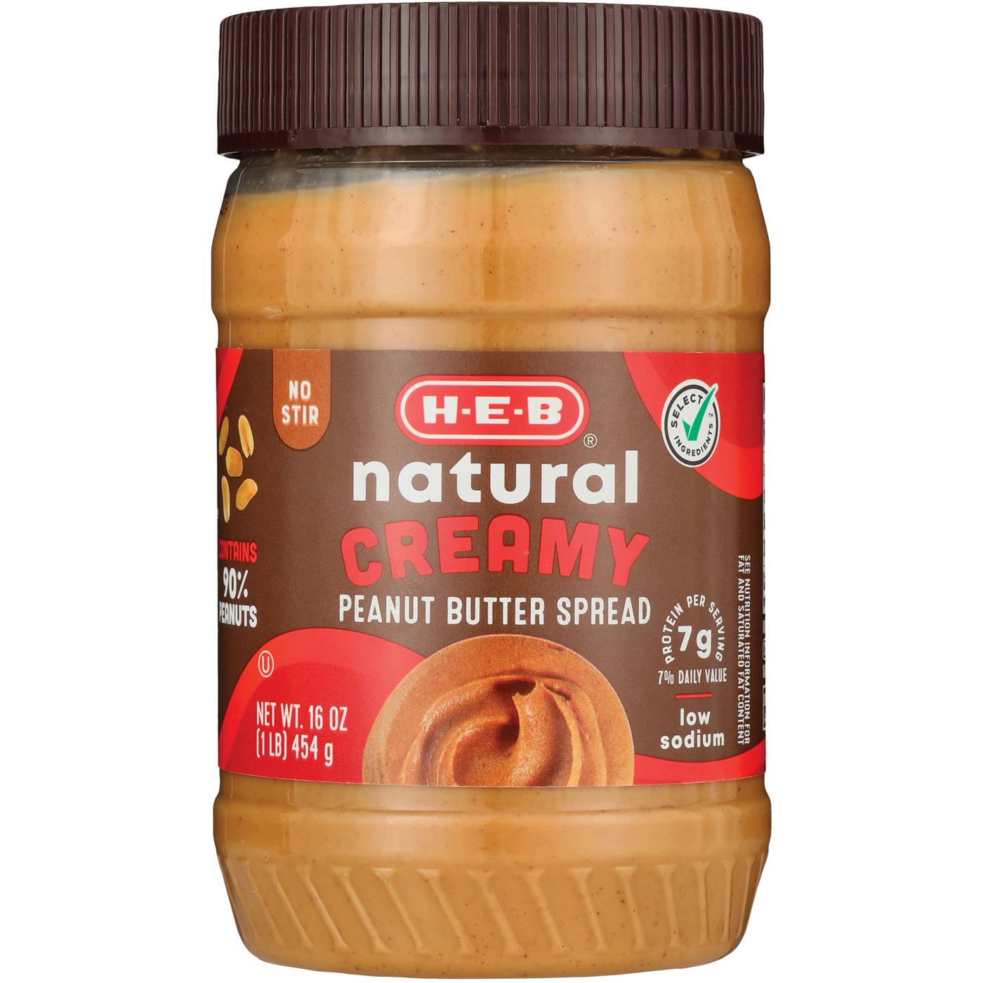 H-E-B Natural 7g Protein Creamy Peanut Butter; image 1 of 2