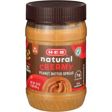 H-E-B Natural 7g Protein Creamy Peanut Butter, 16 oz