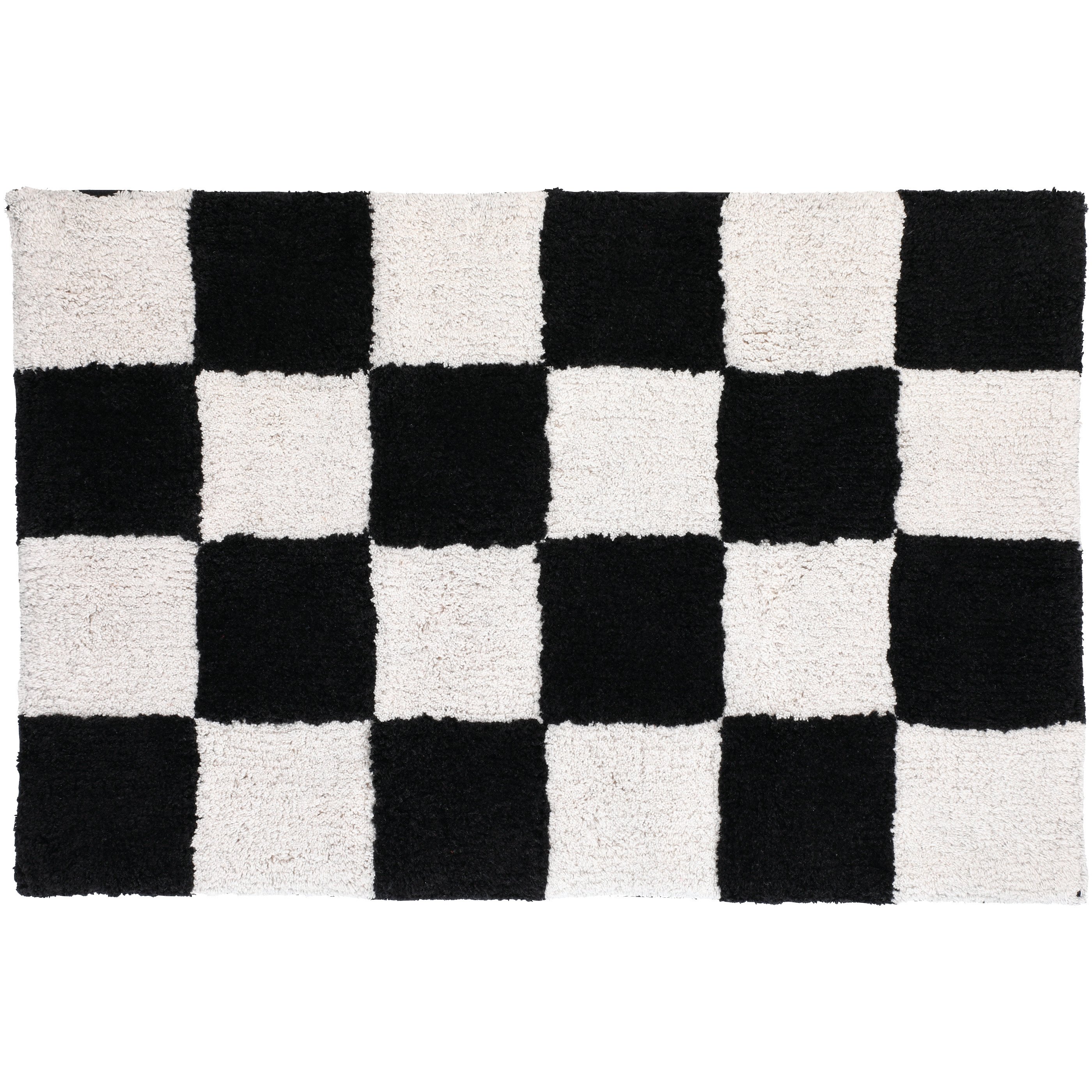 Destination Holiday Checkered Plush Bath Mat Black & White Shop