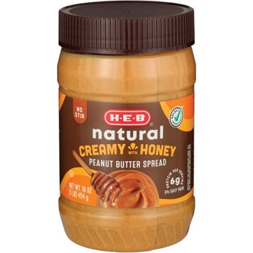 H-E-B Natural 6g Protein Creamy Peanut Butter - Honey, 16 oz