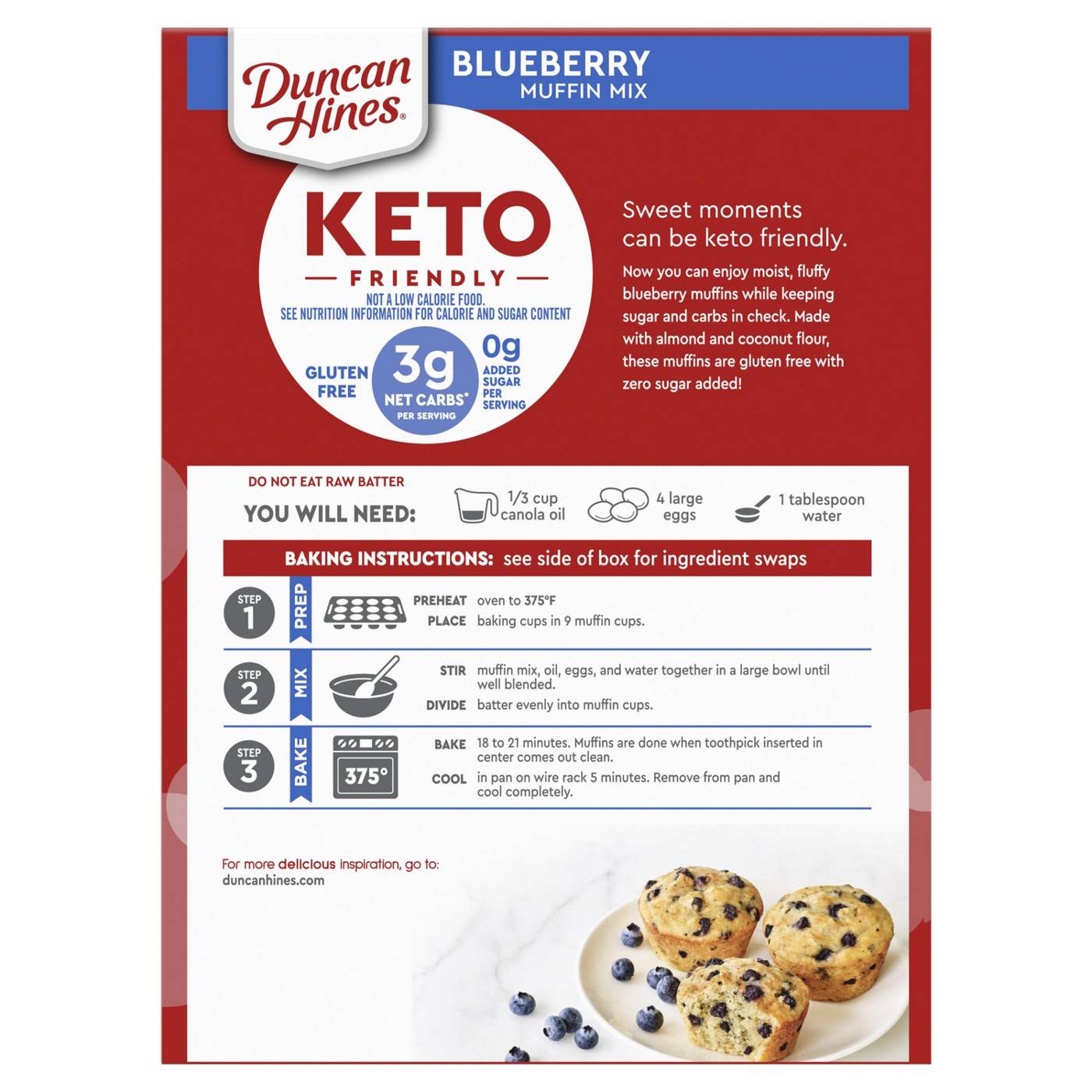 Duncan Hines Keto Friendly Blueberry Muffin Mix; image 3 of 5