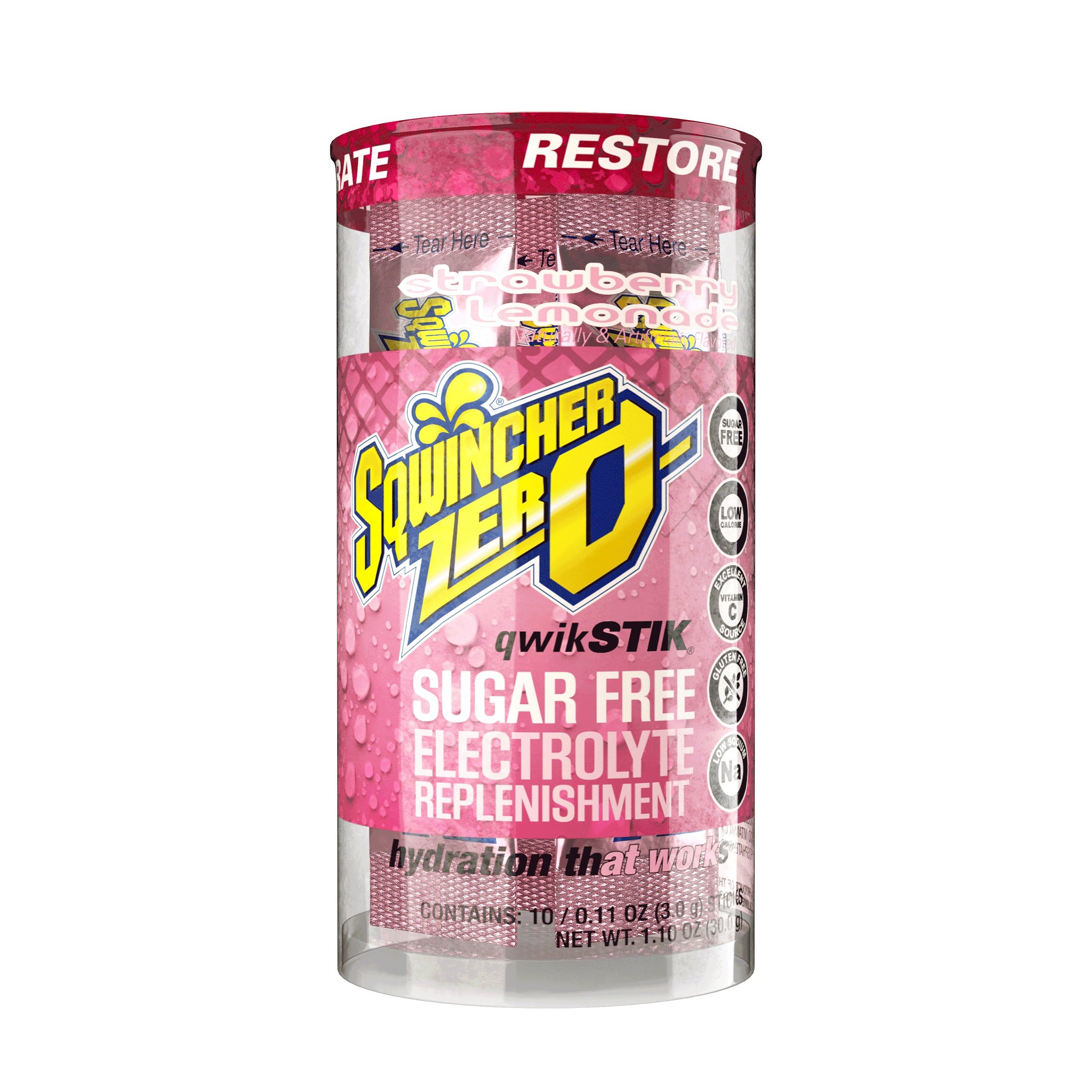 Sqwincher Qwik Stik Zero - Strawberry Lemonade, 10 ct