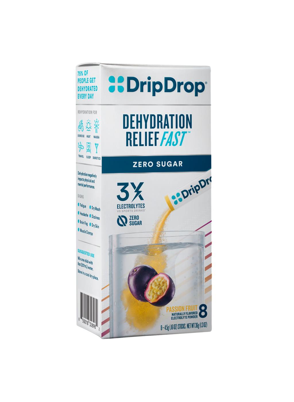 DripDrop Zero Sugar Electrolyte Drink Mix - Passion Fruit; image 1 of 4