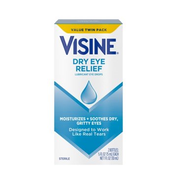 Visine Dry Eye Relief Lubricant Eye Drops, Twin Pack