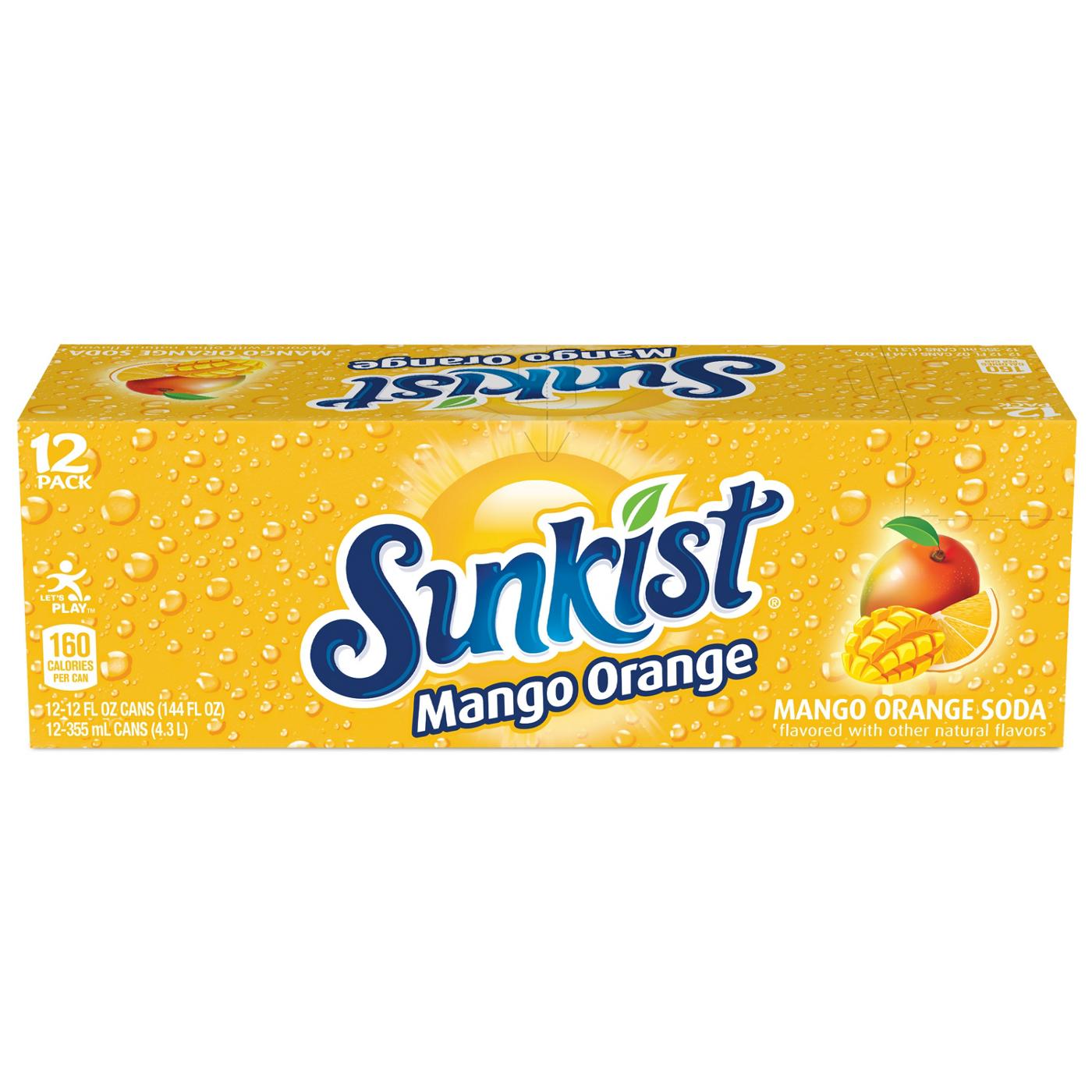 Sunkist Mango Orange Soda 12 oz Cans; image 1 of 3