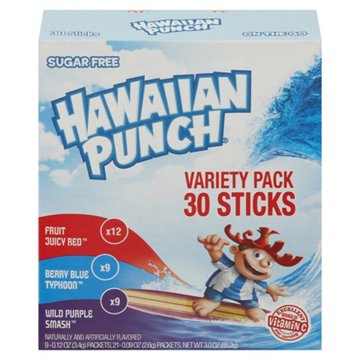 Hawaiian Punch Sugar Free Variety Drink Mix Stick Packs, 30 ct