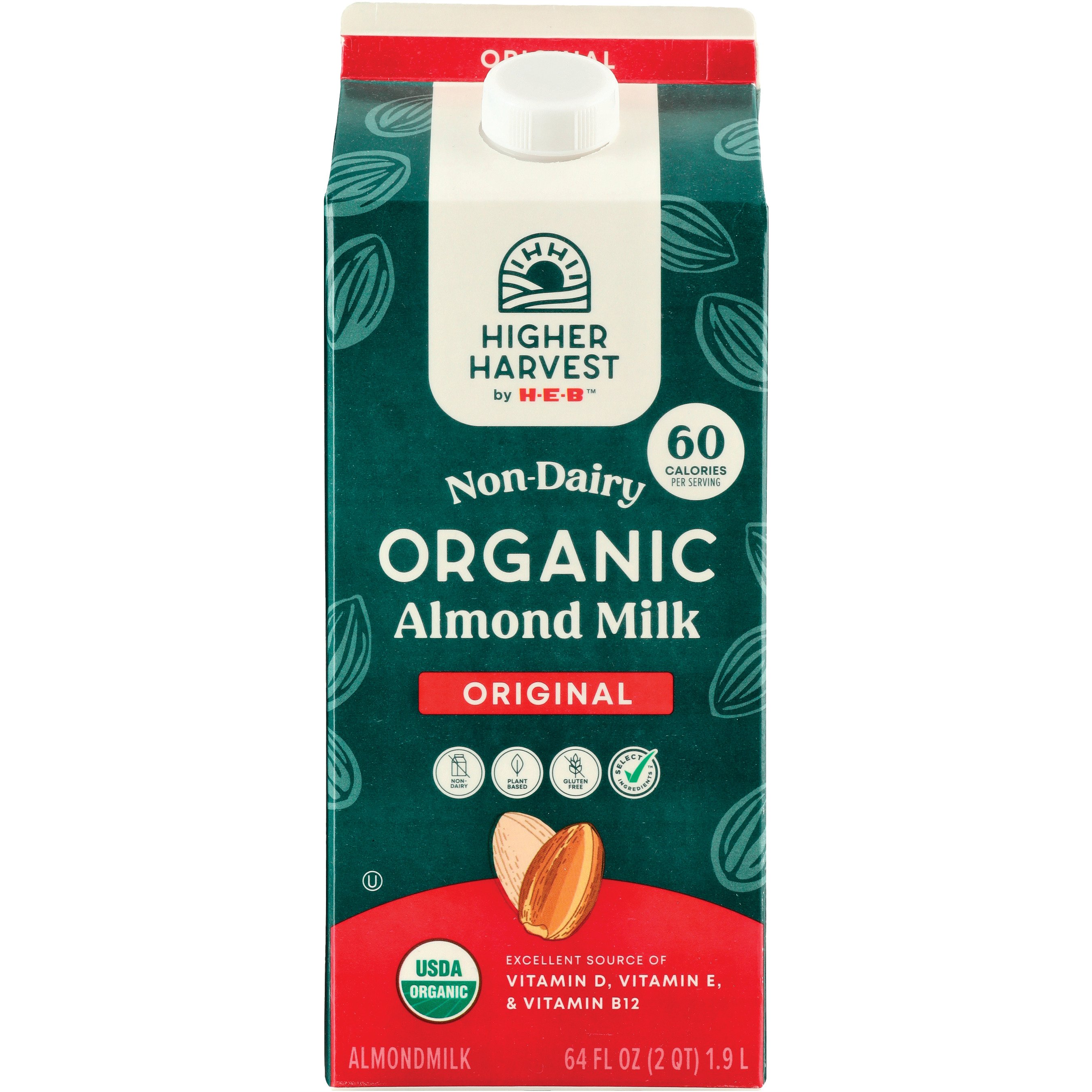 Higher Harvest by H-E-B Organic Non-Dairy Original Almond Milk, 1/2 gal