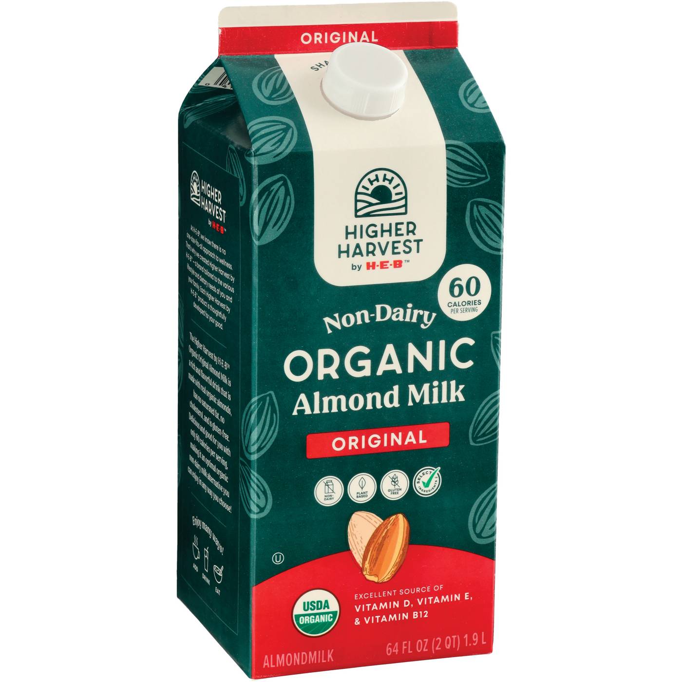 Higher Harvest by H-E-B Organic Non-Dairy Almond Milk – Original; image 2 of 2