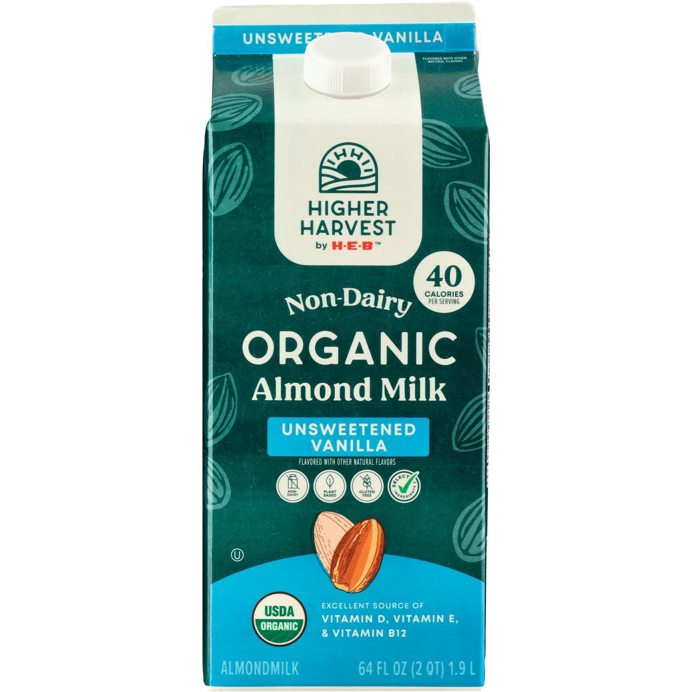 Higher Harvest by H-E-B Organic Non-Dairy Almond Milk – Unsweetened Vanilla; image 1 of 2